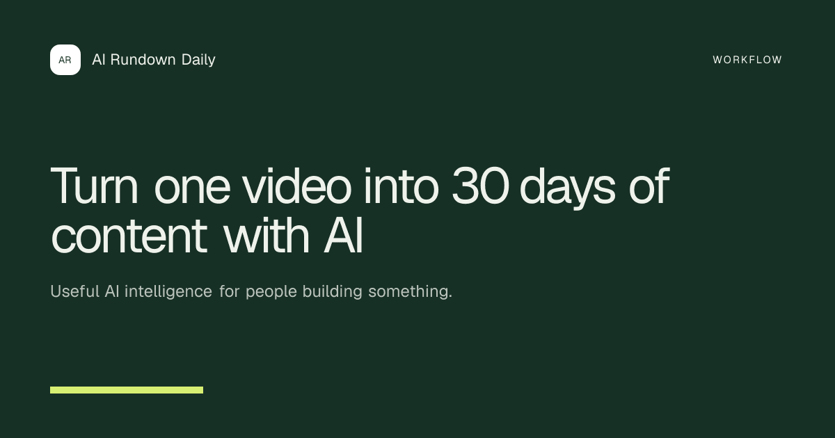 AI Rundown Daily guide cover for Turn one video into 30 days of content with AI